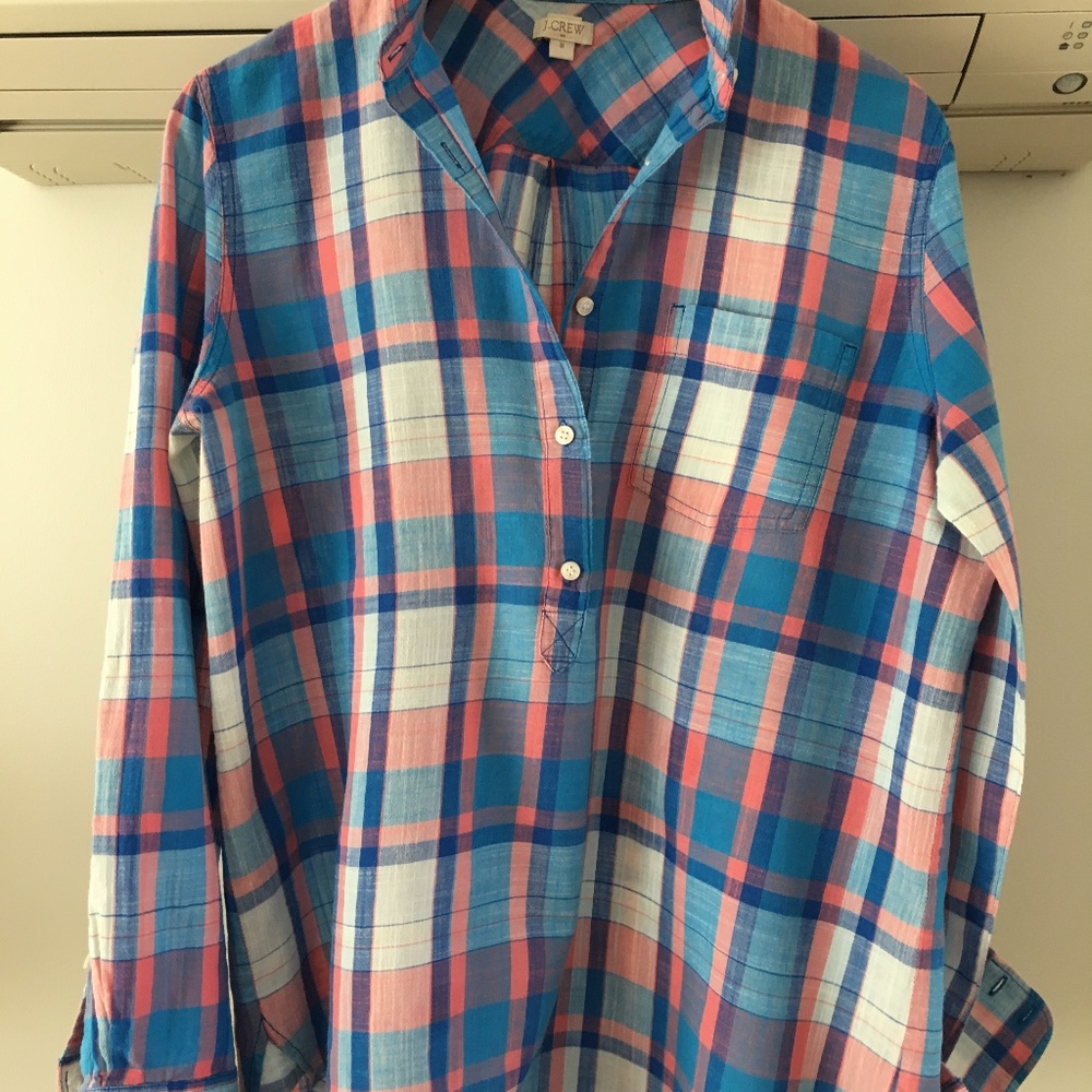 JCrew cotton plaid tunic shirt , sz medium